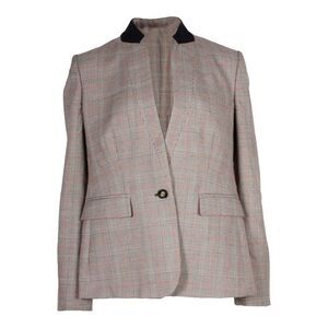 Stella McCartney Checked Stand Collar Blazer in Brown Wool